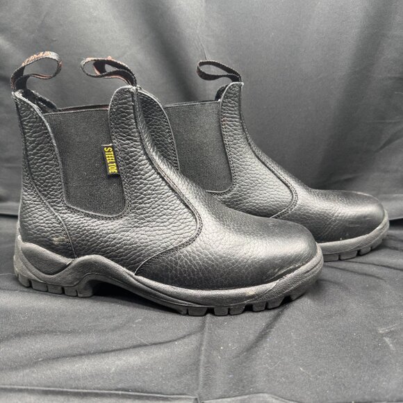 Brahma Oakland Sz 7.5 Black Leather Steel Toe Work Boots Oil Slip Resistant main image 5